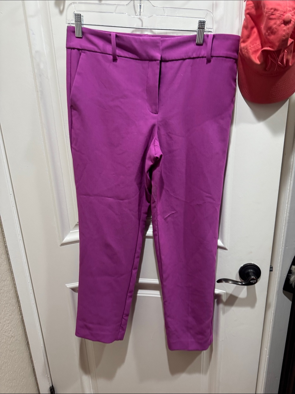 Ann Taylor Magenta Cropped Straight-Leg Pants